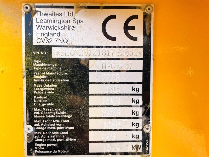 Thwaites Mach 201 (3523) - Mini damperli kamyon: fotoğraf 4 Thwaites Mach 201 (3523) - Mini damperli kamyon: fotoğraf 4