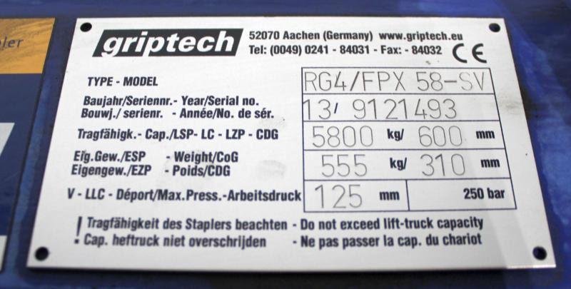 GRIPTECH RG4 58/RG4 58/FPX - Çatalları - Forklift: fotoğraf 4 GRIPTECH RG4 58/RG4 58/FPX - Çatalları - Forklift: fotoğraf 4
