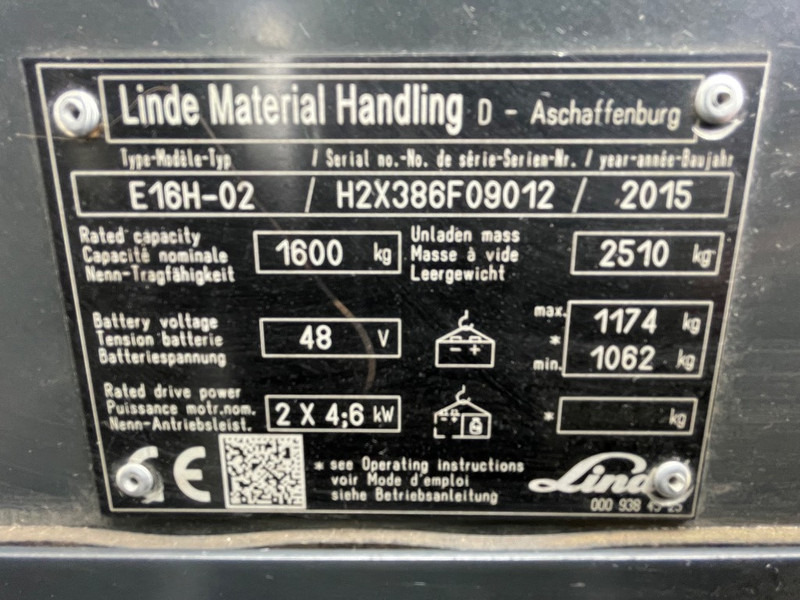 Linde E 16 H-02 - Elektrikli forklift: fotoğraf 3 Linde E 16 H-02 - Elektrikli forklift: fotoğraf 3