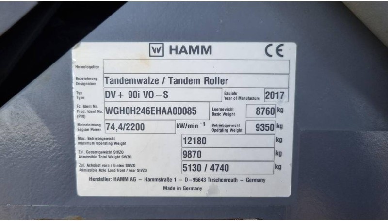 Silindir makinesi Hamm DV90 i+ Vält: fotoğraf 13