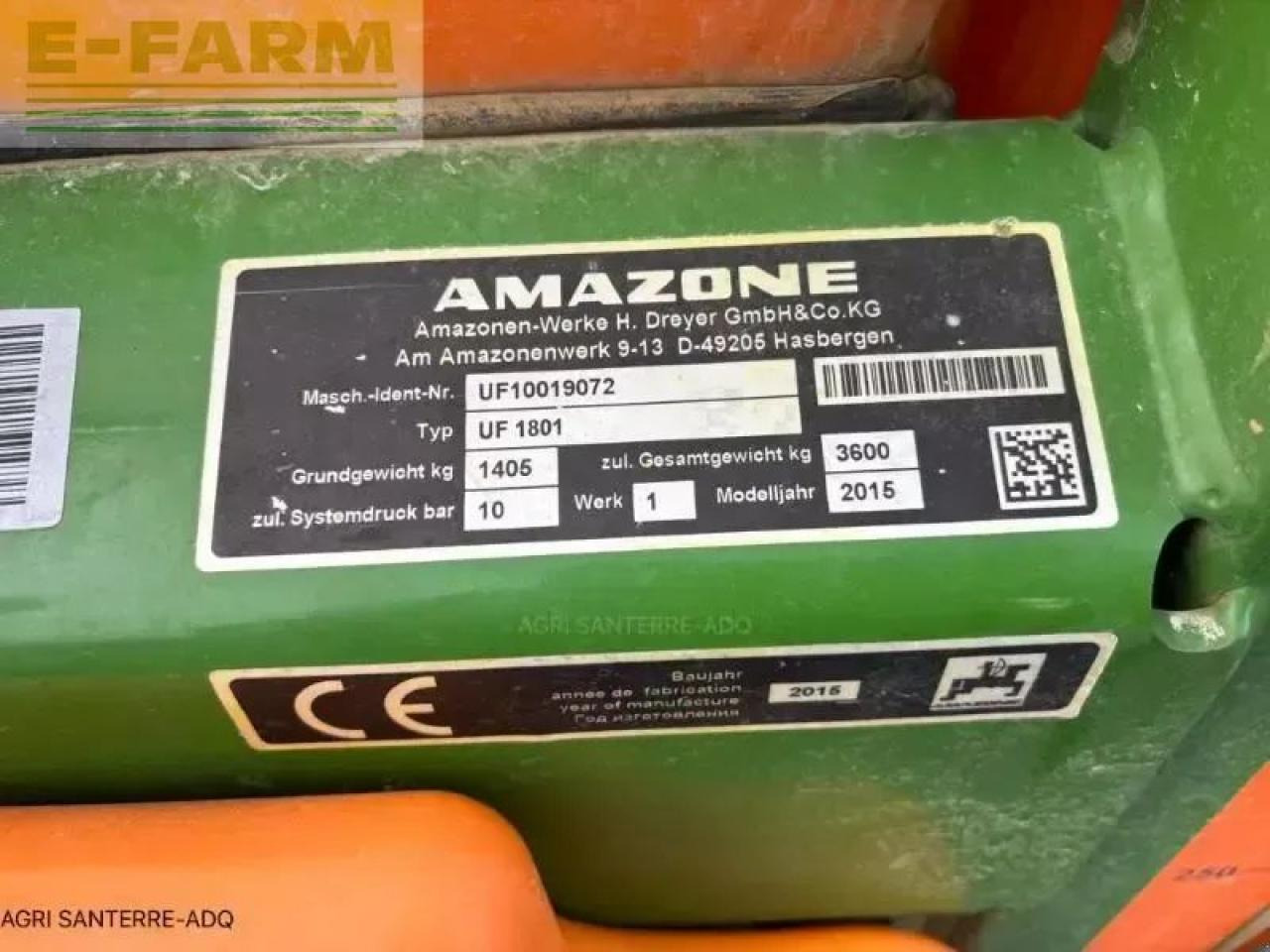 Amazone uf twin 2801 - Çekilir pülverizatör: fotoğraf 3 Amazone uf twin 2801 - Çekilir pülverizatör: fotoğraf 3