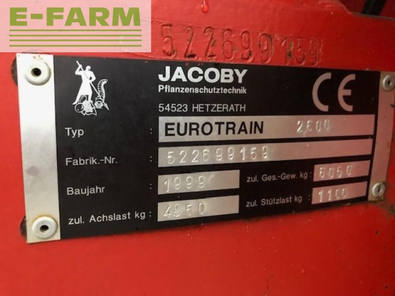 Jacoby eurotrain 2600 - Çekilir pülverizatör: fotoğraf 2 Jacoby eurotrain 2600 - Çekilir pülverizatör: fotoğraf 2
