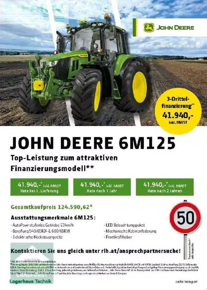 John Deere 6m 125 - Traktör: fotoğraf 1 John Deere 6m 125 - Traktör: fotoğraf 1