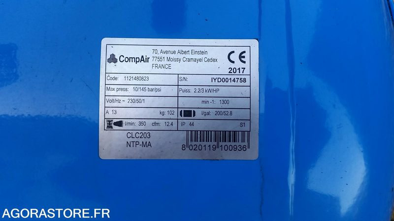 COMPRESSEUR LUCHARD COMPAIR MODELE CLC 203 200L 220v - Hava kompresörü: fotoğraf 3 COMPRESSEUR LUCHARD COMPAIR MODELE CLC 203 200L 220v - Hava kompresörü: fotoğraf 3