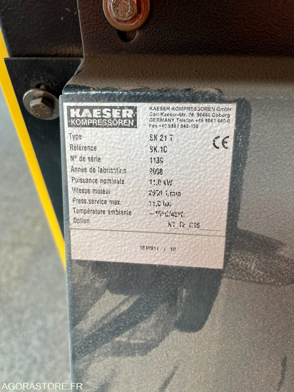 Compresseur KAESER SIGMA SK21T 2008 - 36 000h + assécheur ACT-EVO 110 2020 - Hava kompresörü: fotoğraf 5 Compresseur KAESER SIGMA SK21T 2008 - 36 000h + assécheur ACT-EVO 110 2020 - Hava kompresörü: fotoğraf 5