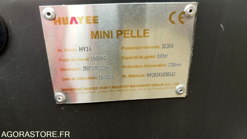 MINI-PELLE MOTEUR KUBOTA - HUAYEE HY16 - Ekskavatör: fotoğraf 5 MINI-PELLE MOTEUR KUBOTA - HUAYEE HY16 - Ekskavatör: fotoğraf 5