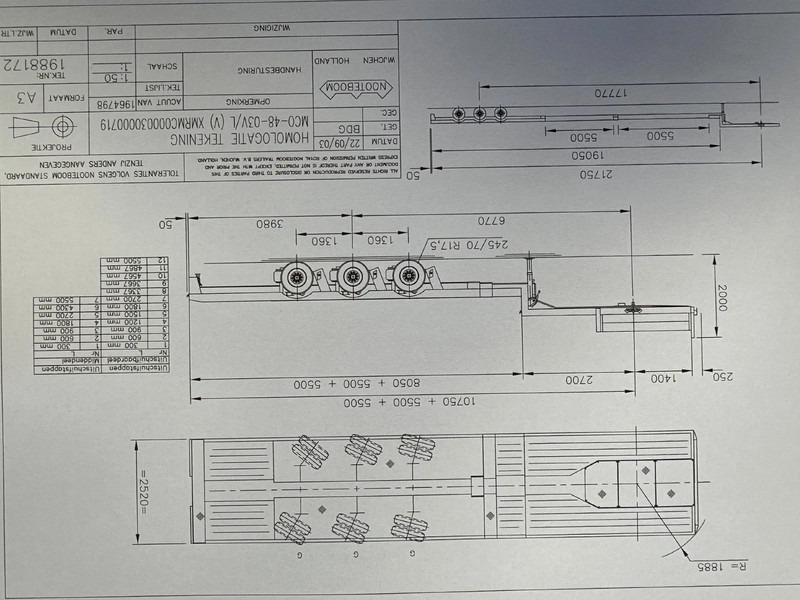 Alçak çerçeveli platform dorse Nooteboom MCO-48-03V/L, 3 AXLE STEERINGDUBBLE EXTENDABLE 2 X 5,5 METER: fotoğraf 6