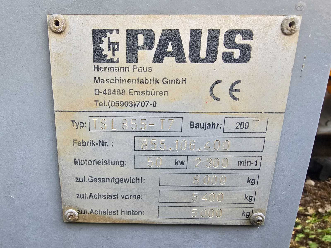 Tekerlekli yükleyici PAUS - TSL 855-T7 - ARTICULATED TELESCOPIC WHEEL LOADER - 2007: fotoğraf 7