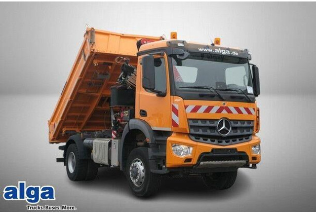 Mercedes-Benz 1835 AK Arocs 4x4, Meiller, Fassi F135AC, Funk - Damperli kamyon: fotoğraf 1 Mercedes-Benz 1835 AK Arocs 4x4, Meiller, Fassi F135AC, Funk - Damperli kamyon: fotoğraf 1