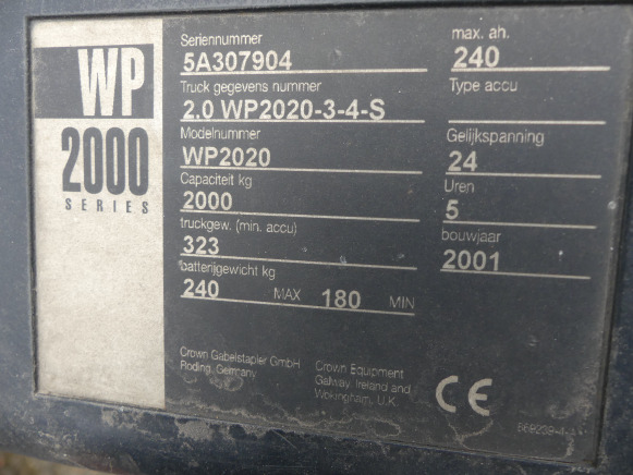 Transpalette électrique (pour pièces) Crown WP série 2000 - Réf : 9760-206 - Kullanılan transpalet: fotoğraf 3 Transpalette électrique (pour pièces) Crown WP série 2000 - Réf : 9760-206 - Kullanılan transpalet: fotoğraf 3