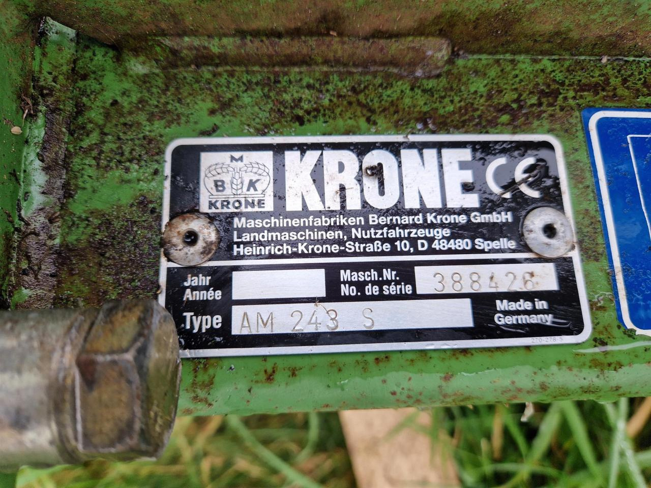 Krone AM 243S - Çayır biçme makinesi: fotoğraf 5 Krone AM 243S - Çayır biçme makinesi: fotoğraf 5