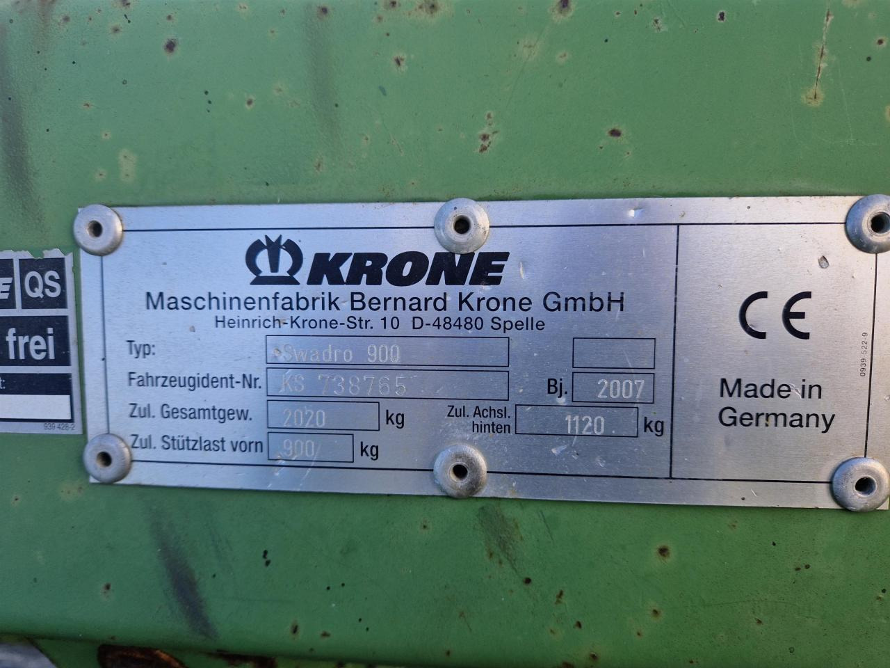 Krone Swadro 900 - Ot toplama tırmığı: fotoğraf 3 Krone Swadro 900 - Ot toplama tırmığı: fotoğraf 3