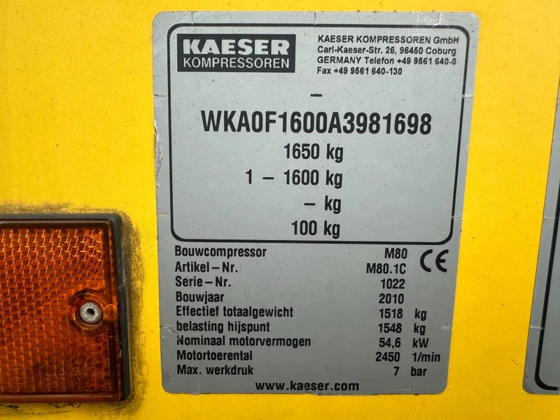 Kaeser M80 Kubota 8.1 m3 / min 7 Bar 55 kW Mobiele Silent Diesel Compressor - Hava kompresörü: fotoğraf 4 Kaeser M80 Kubota 8.1 m3 / min 7 Bar 55 kW Mobiele Silent Diesel Compressor - Hava kompresörü: fotoğraf 4