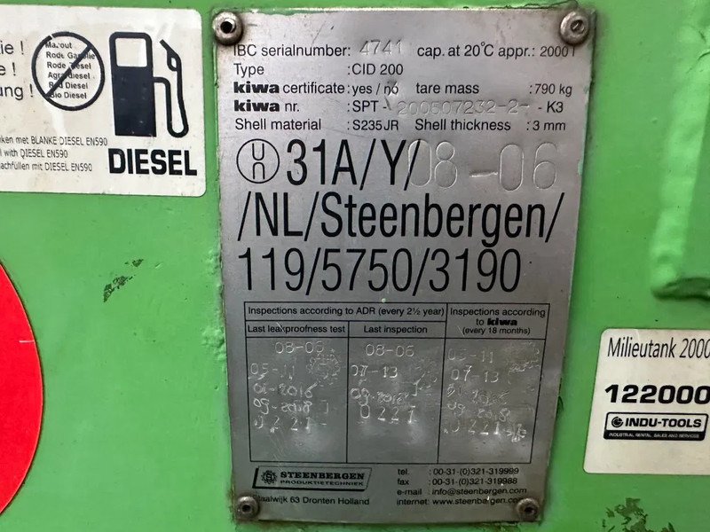 Depolama tankı Kiwa IBC Steenbergen 2000 liter Dieseltank met handpomp Milieutank: fotoğraf 6 Depolama tankı Kiwa IBC Steenbergen 2000 liter Dieseltank met handpomp Milieutank: fotoğraf 6