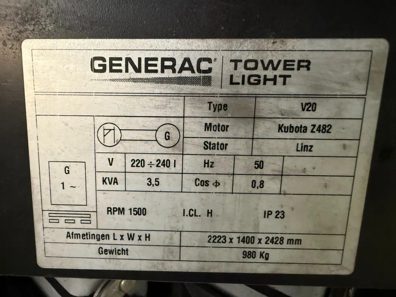 Kubota Generac V20 TowerLight 9 meter LED Lichtmast Aggregaat - Aydınlatma kulesi: fotoğraf 4 Kubota Generac V20 TowerLight 9 meter LED Lichtmast Aggregaat - Aydınlatma kulesi: fotoğraf 4