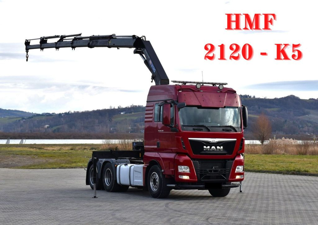 MAN TGX 28.480 Sattelzugmaschine + HMF 2120 K5/FUNK MAN TGX 28.480 Sattelzugmaschine + HMF 2120 K5/FUNK - Çekici: fotoğraf 1 MAN TGX 28.480 Sattelzugmaschine + HMF 2120 K5/FUNK MAN TGX 28.480 Sattelzugmaschine + HMF 2120 K5/FUNK - Çekici: fotoğraf 1