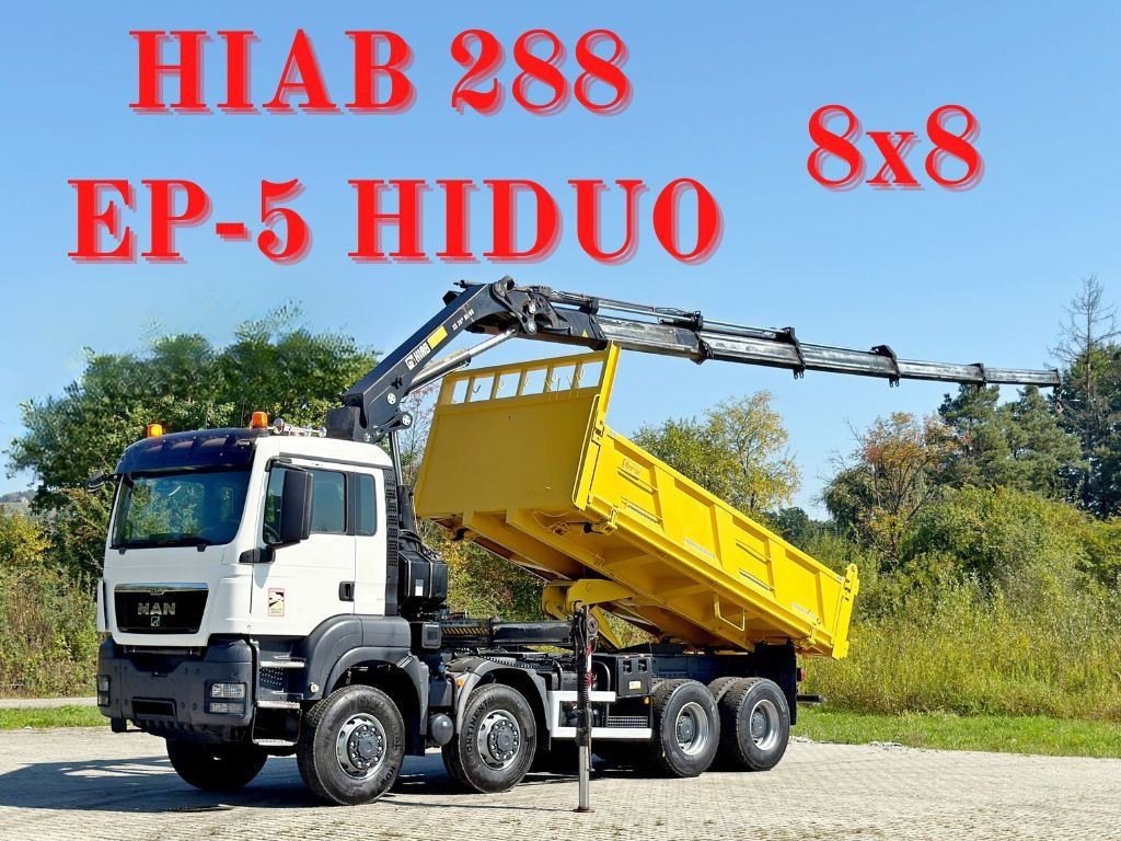 MAN TGS 32.510 * HIAB 288 EP - 5HIDUO/ FUNK * 8x8 - Damperli kamyon, Vinçli kamyon: fotoğraf 1 MAN TGS 32.510 * HIAB 288 EP - 5HIDUO/ FUNK * 8x8 - Damperli kamyon, Vinçli kamyon: fotoğraf 1