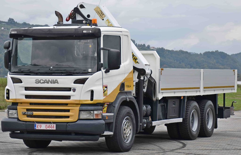 Scania P 420* PRITSCHE 6,40m * PK 29002+FUNK * 6x4 - Vinçli kamyon, Sal/ Açık kasa kamyon: fotoğraf 3 Scania P 420* PRITSCHE 6,40m * PK 29002+FUNK * 6x4 - Vinçli kamyon, Sal/ Açık kasa kamyon: fotoğraf 3