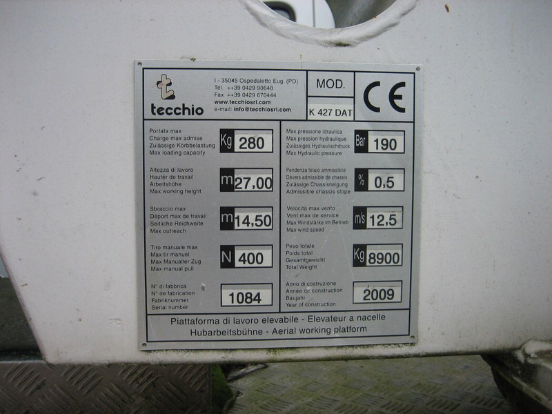 Mercedes-Benz Atego 1324 Bucket truck - Tecchio 27 m - Kamyon, Vinçli kamyon: fotoğraf 3 Mercedes-Benz Atego 1324 Bucket truck - Tecchio 27 m - Kamyon, Vinçli kamyon: fotoğraf 3