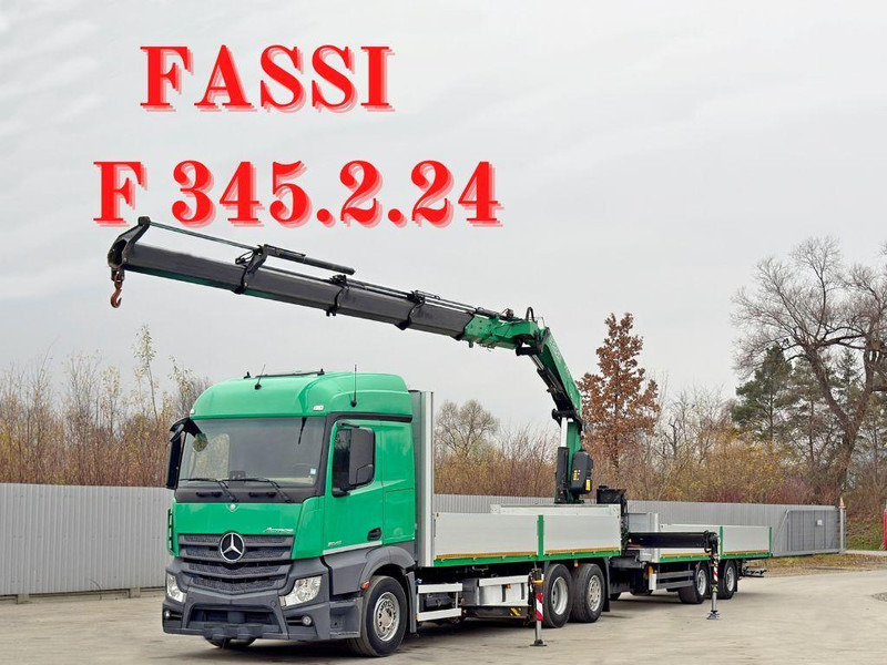 Mercedes-Benz ACTROS 2645 * FASSI F 345.24 + FUNK + Anhänger - Sal/ Açık kasa kamyon, Vinçli kamyon: fotoğraf 1 Mercedes-Benz ACTROS 2645 * FASSI F 345.24 + FUNK + Anhänger - Sal/ Açık kasa kamyon, Vinçli kamyon: fotoğraf 1