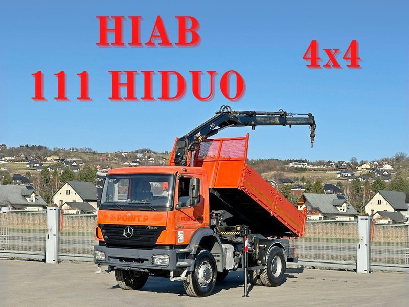 Mercedes-Benz AXOR 1829 * HIAB 1111 HIDUO + FUNK * TOP * 4x4 - Damperli kamyon, Vinçli kamyon: fotoğraf 1 Mercedes-Benz AXOR 1829 * HIAB 1111 HIDUO + FUNK * TOP * 4x4 - Damperli kamyon, Vinçli kamyon: fotoğraf 1