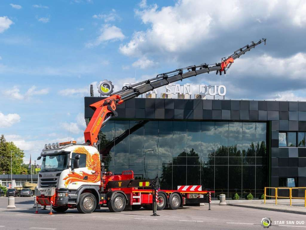 Scania G450 8x2 PALFINGER PK 85002 Fly Jib Winch - Vinçli kamyon: fotoğraf 1 Scania G450 8x2 PALFINGER PK 85002 Fly Jib Winch - Vinçli kamyon: fotoğraf 1