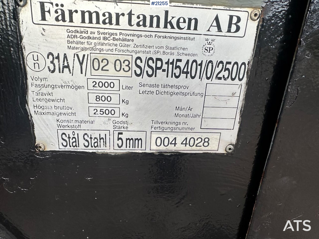 Dieseltanker på 2000L - Depolama tankı: fotoğraf 5 Dieseltanker på 2000L - Depolama tankı: fotoğraf 5