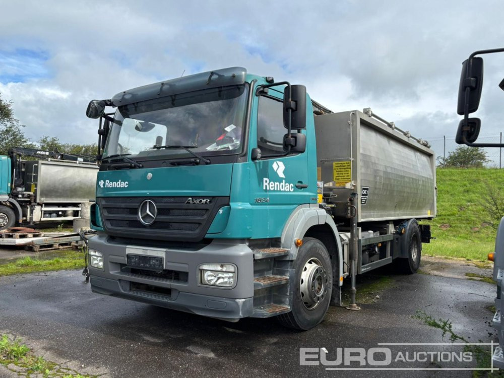 2009 Mercedes Axor 1824L 4x2, Crane, Stamps, Stainless Steel Container (German Reg. Docs. Available) - Damperli kamyon: fotoğraf 1 2009 Mercedes Axor 1824L 4x2, Crane, Stamps, Stainless Steel Container (German Reg. Docs. Available) - Damperli kamyon: fotoğraf 1