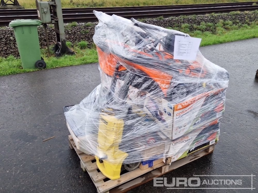Pallet of Assorted Tools, Lawnmower, Pressure Washer, Cable Detector, Tile Cutter, LED Flashlights - İnşaat ekipmanı: fotoğraf 1 Pallet of Assorted Tools, Lawnmower, Pressure Washer, Cable Detector, Tile Cutter, LED Flashlights - İnşaat ekipmanı: fotoğraf 1