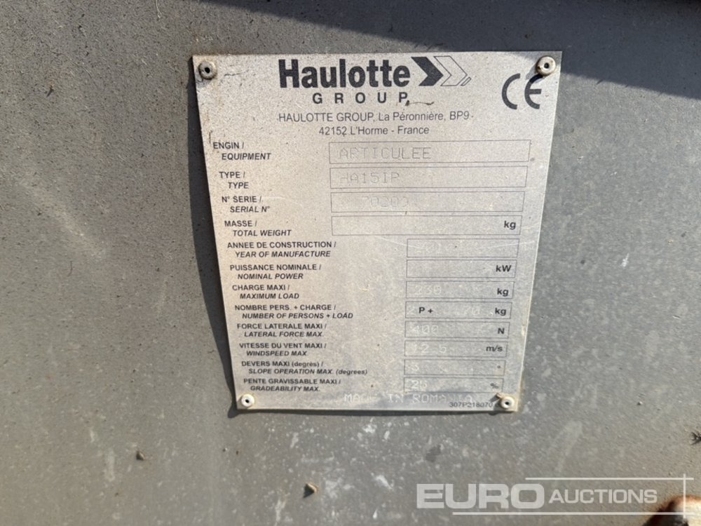 Araçüstü platform 2014 Haulotte HA15 IP: fotoğraf 25