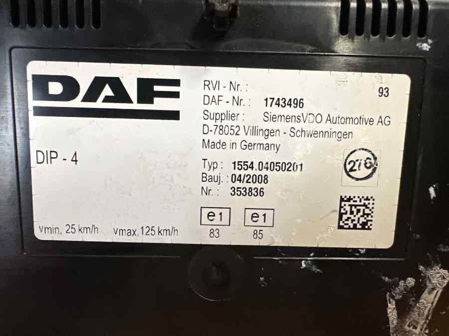 DAF INSTRUMENT ICL 1743496 - Kabin ve iç mekan - Kamyon: fotoğraf 3 DAF INSTRUMENT ICL 1743496 - Kabin ve iç mekan - Kamyon: fotoğraf 3