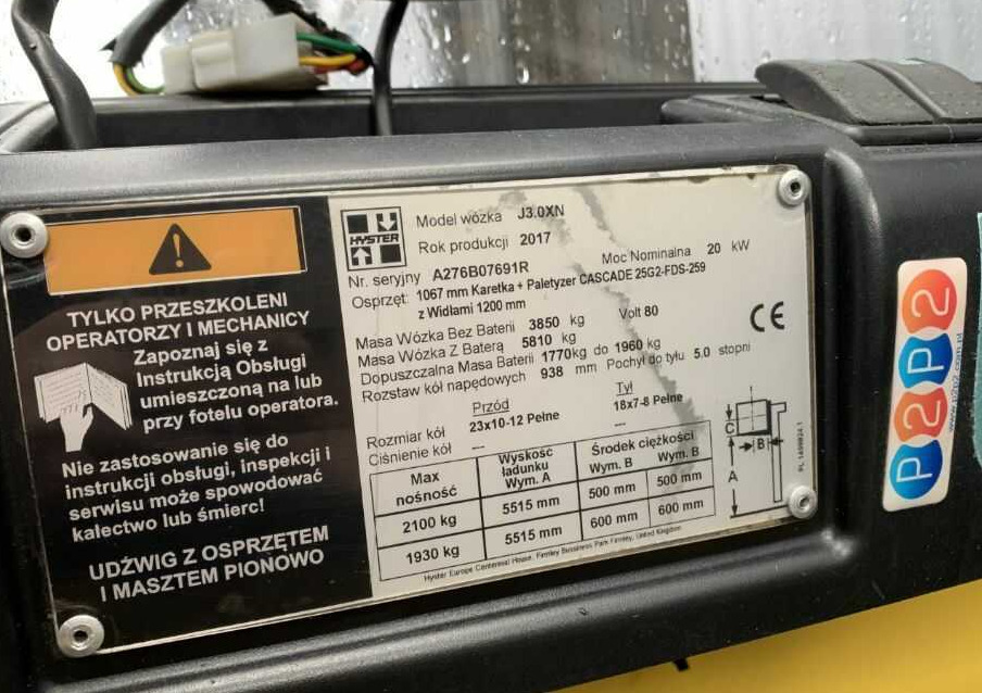 Hyster J3.0XN - Elektrikli forklift: fotoğraf 4 Hyster J3.0XN - Elektrikli forklift: fotoğraf 4