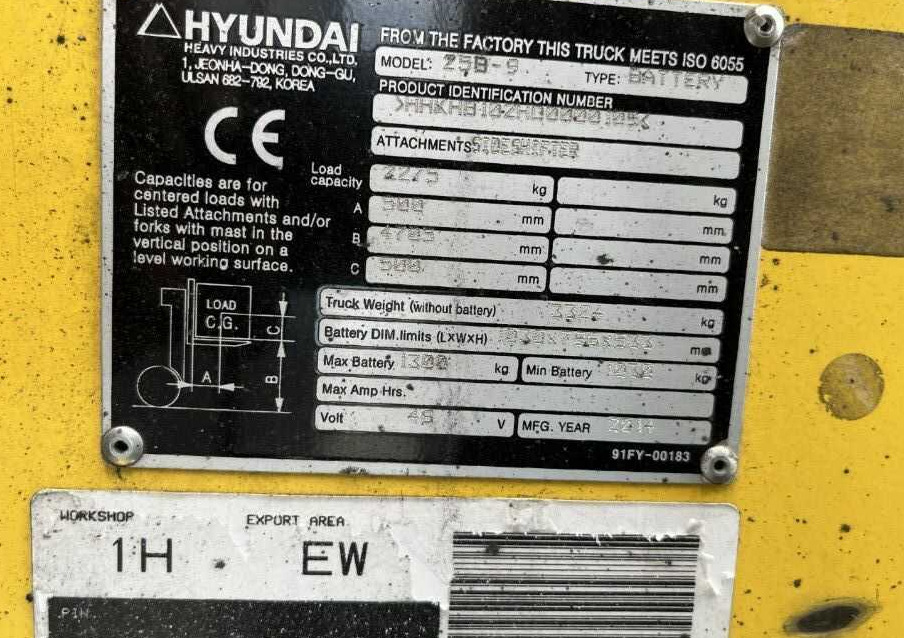 Hyundai 25B-9 - Elektrikli forklift: fotoğraf 4 Hyundai 25B-9 - Elektrikli forklift: fotoğraf 4