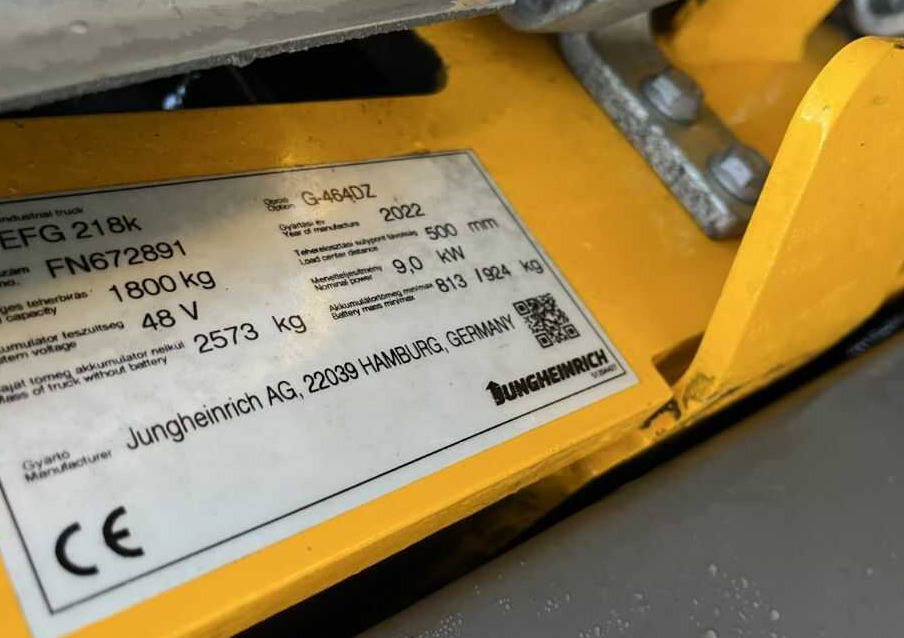 Jungheinrich EFG218k - Elektrikli forklift: fotoğraf 4 Jungheinrich EFG218k - Elektrikli forklift: fotoğraf 4