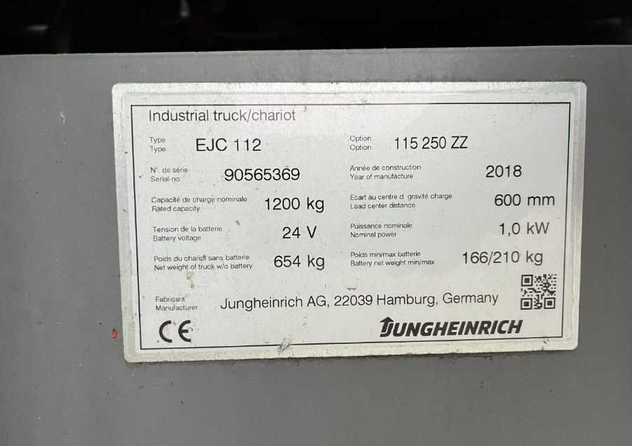 Jungheinrich EJC112 - Istif makinası: fotoğraf 4 Jungheinrich EJC112 - Istif makinası: fotoğraf 4