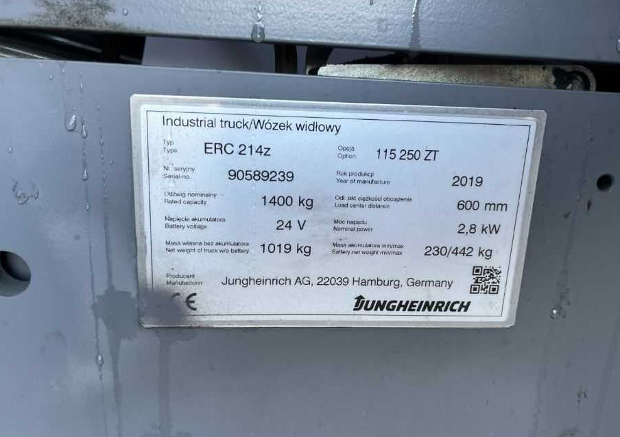 Jungheinrich ERC214z - Istif makinası: fotoğraf 4 Jungheinrich ERC214z - Istif makinası: fotoğraf 4