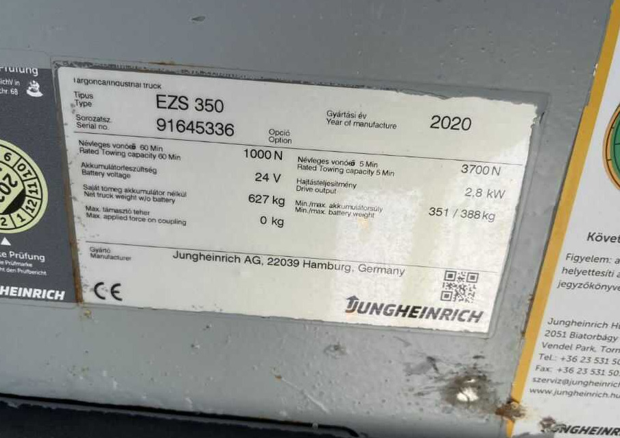 Jungheinrich EZS350 - Akülü çekici: fotoğraf 4 Jungheinrich EZS350 - Akülü çekici: fotoğraf 4