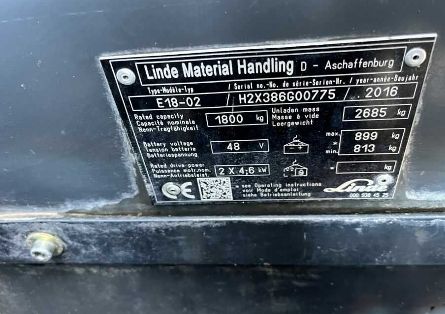 Linde E18-02 - Elektrikli forklift: fotoğraf 4 Linde E18-02 - Elektrikli forklift: fotoğraf 4