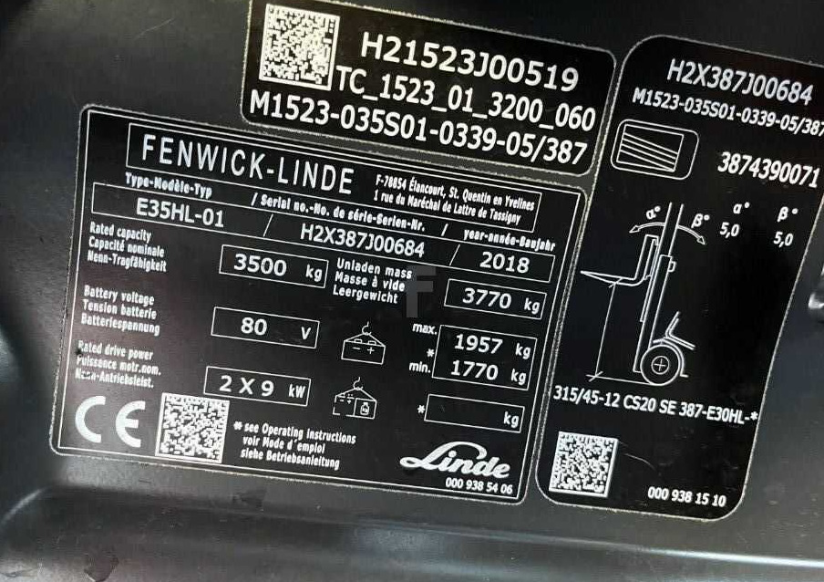 Linde E35HL-01 - Elektrikli forklift: fotoğraf 4 Linde E35HL-01 - Elektrikli forklift: fotoğraf 4