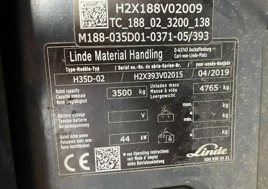 Linde H35D-02 - Dizel forklift: fotoğraf 4 Linde H35D-02 - Dizel forklift: fotoğraf 4