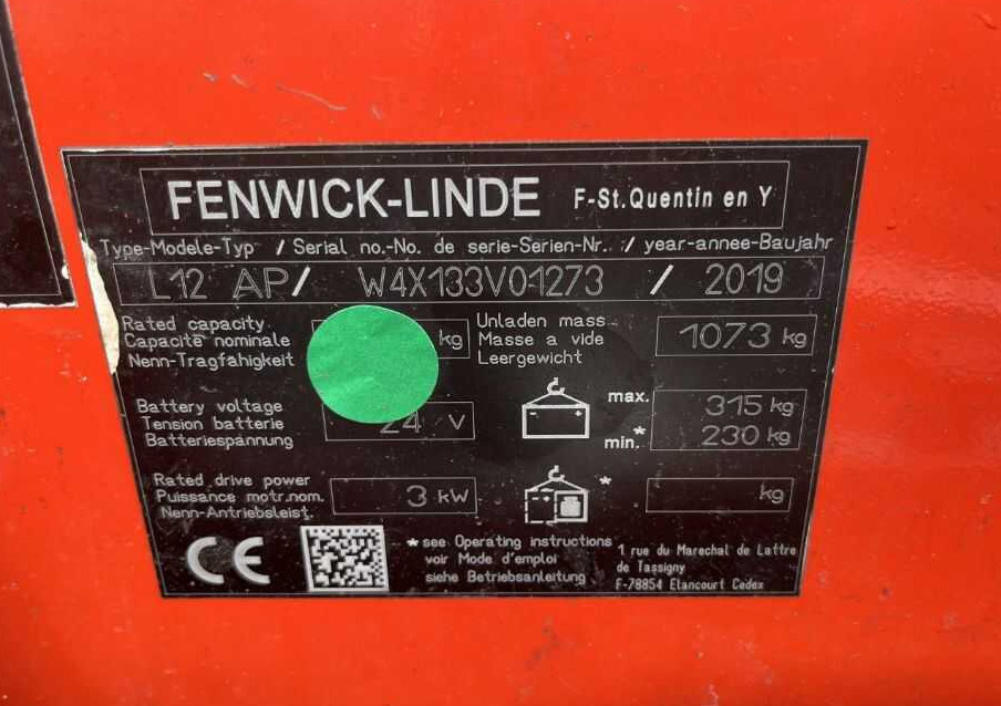 Linde L12AP - Istif makinası: fotoğraf 4 Linde L12AP - Istif makinası: fotoğraf 4