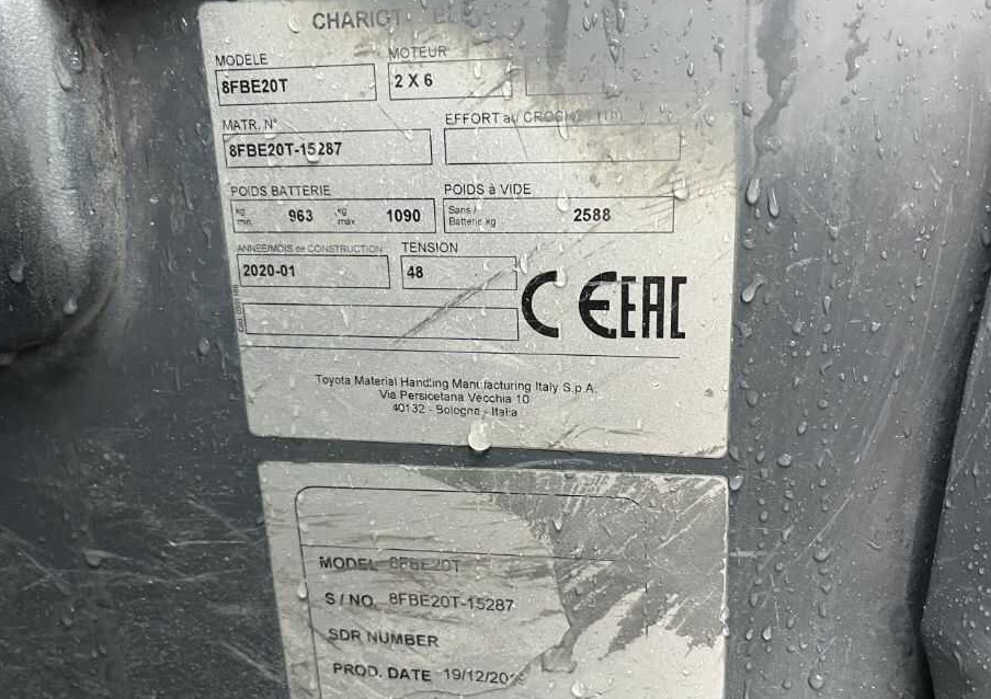 Toyota 8FBE20T - Elektrikli forklift: fotoğraf 4 Toyota 8FBE20T - Elektrikli forklift: fotoğraf 4