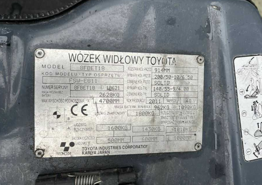 Toyota 8FBET18 - Elektrikli forklift: fotoğraf 4 Toyota 8FBET18 - Elektrikli forklift: fotoğraf 4