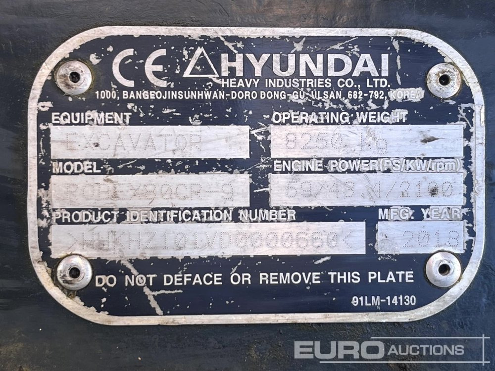 2013 Hyundai R80CR-9 - Mini ekskavatör: fotoğraf 5 2013 Hyundai R80CR-9 - Mini ekskavatör: fotoğraf 5