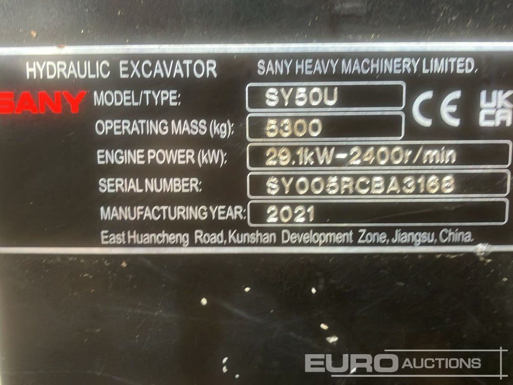 2021 Sany SY50U - Mini ekskavatör: fotoğraf 5 2021 Sany SY50U - Mini ekskavatör: fotoğraf 5