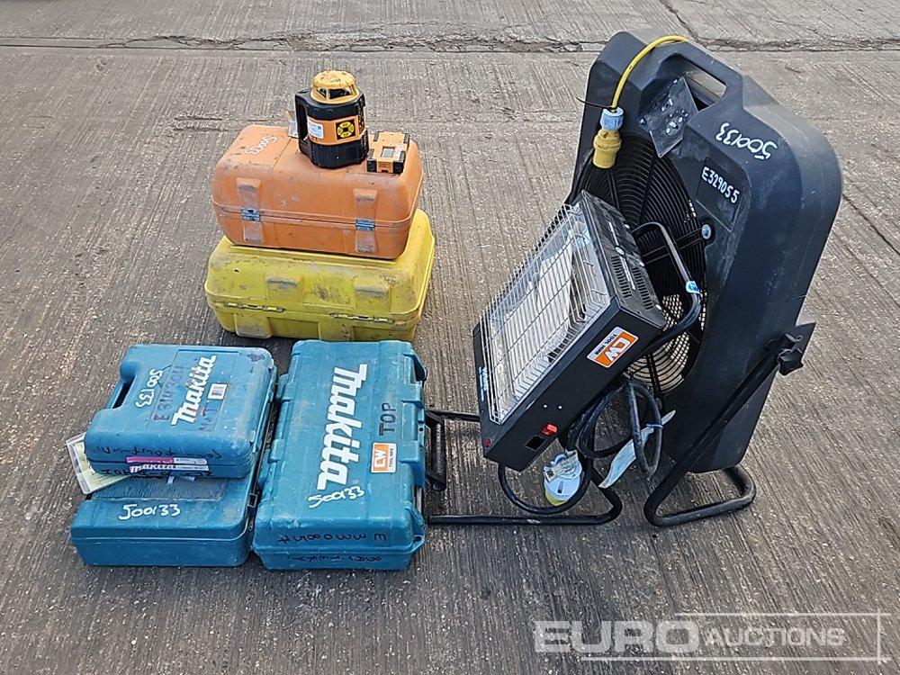 Laser Level (3 of), Makita 110Volt Heat Gun, Makita HR2470 240Volt Hammer Drill, Makita DJR186 Battery Reciprocating Saw, 110Volt Fan, 110Volt Space Heater - İnşaat ekipmanı: fotoğraf 2 Laser Level (3 of), Makita 110Volt Heat Gun, Makita HR2470 240Volt Hammer Drill, Makita DJR186 Battery Reciprocating Saw, 110Volt Fan, 110Volt Space Heater - İnşaat ekipmanı: fotoğraf 2
