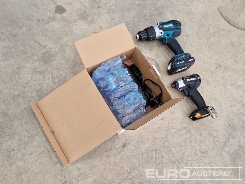 Makita 18v Drill and Impactor Set, Battery, 240v Charger - İnşaat ekipmanı: fotoğraf 1 Makita 18v Drill and Impactor Set, Battery, 240v Charger - İnşaat ekipmanı: fotoğraf 1