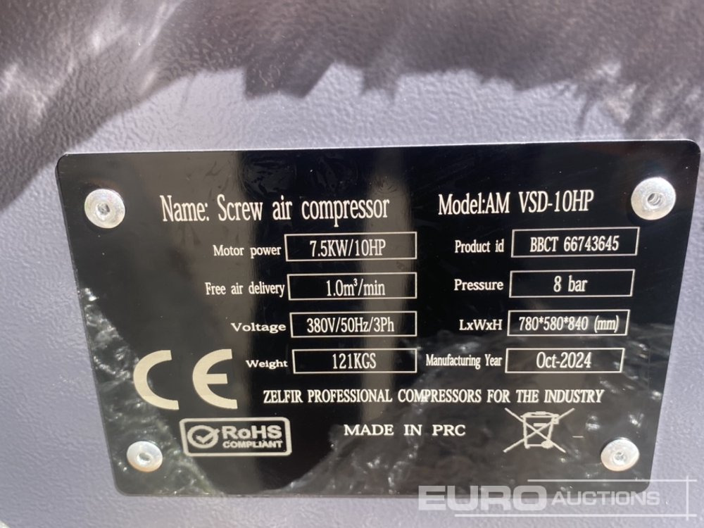 Hava kompresörü Unused 2024 Zelfir VSD-10HP: fotoğraf 9