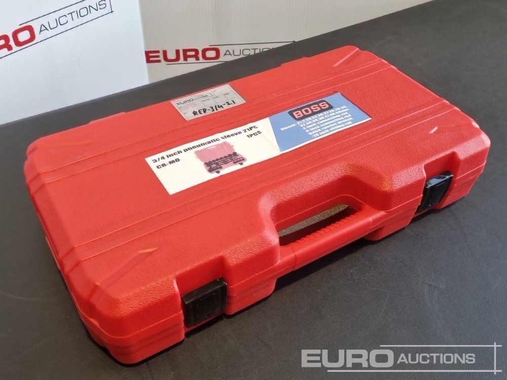 Unused Boss 3/4" 21pc Heavy Duty Pneumatic Socket Set, 4" Connecting Rod, 8" Connecting Rod, Quick Ratchet Wrench, 20" Sliding Rod - Garaj ekipman: fotoğraf 1 Unused Boss 3/4" 21pc Heavy Duty Pneumatic Socket Set, 4" Connecting Rod, 8" Connecting Rod, Quick Ratchet Wrench, 20" Sliding Rod - Garaj ekipman: fotoğraf 1