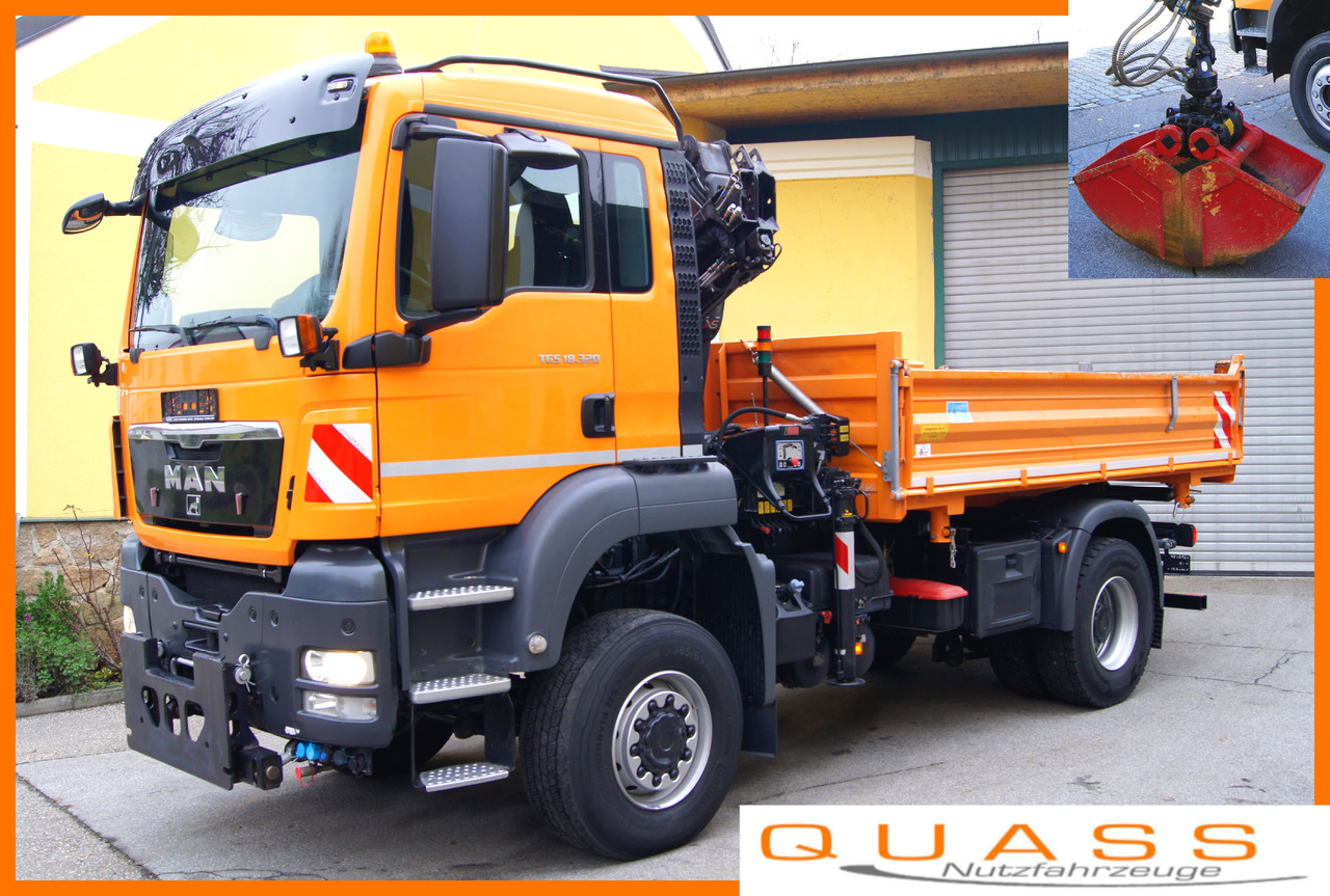 MAN TGS 18.320 BL 4x4 / HIAB 088 B-2 / Winterdienst - Damperli kamyon, Vinçli kamyon: fotoğraf 1 MAN TGS 18.320 BL 4x4 / HIAB 088 B-2 / Winterdienst - Damperli kamyon, Vinçli kamyon: fotoğraf 1